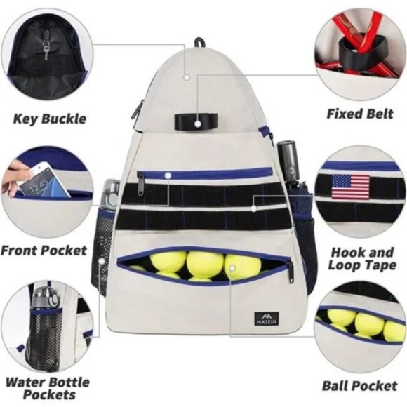 Tennis Bags for Men & Women, Large Waterproof Durable Tennis Backpack - Picture 3 of 6